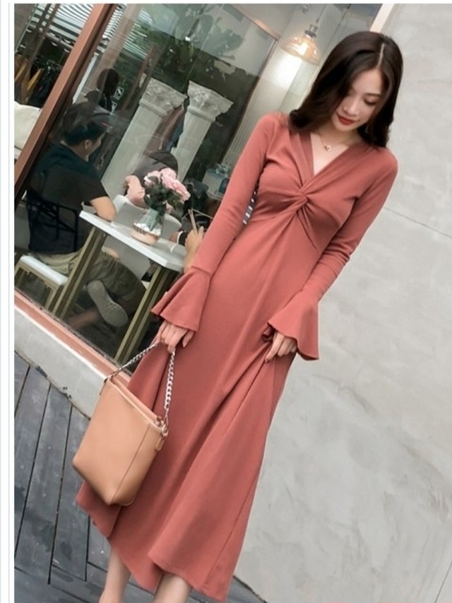 ゆるふわワンピース パーティードレス 結婚式 二次会 お呼ばれ ワンピース 袖あり お呼ばれドレス ドレス 代 30代 40代 ロング 長袖 Basecamp49