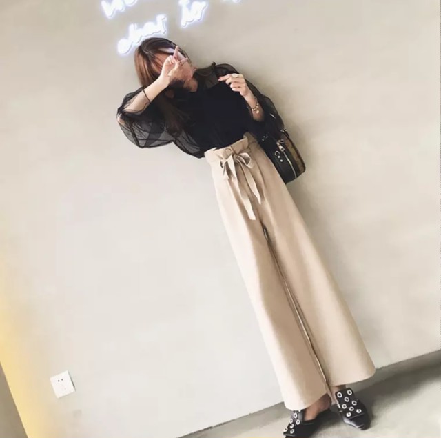 ハイウエストワイドパンツ レディース ワイドパンツ ハイウエスト ガウチョ 夏 スカンツ ウエストリボン 大人カジュアル ロング きれいめ スカーチョ ガウチョパンツ ロング リボン 無地 春秋 フレアパンツ 体型カバー キレイめ 女性 19 Sayurio レディース