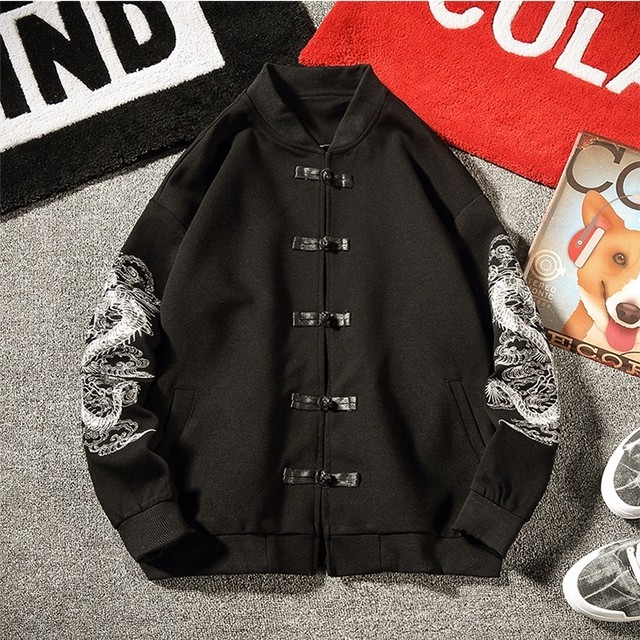 アウター スタジャン 龍紋入り チャイナ風ジャケット 大きいサイズ 男女兼用 カップル服 カジュアル デイリー お出かけ 秋 冬 レディース メンズ Sunrise0911