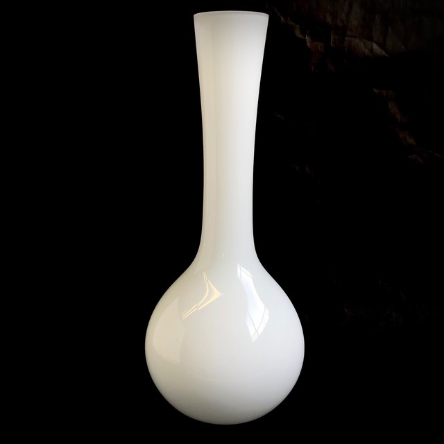 ガラス 花瓶 シンプル 花器 ホワイト 白 高さ約45cm インテリア 雑貨 アンティーク 風雅 Fuga