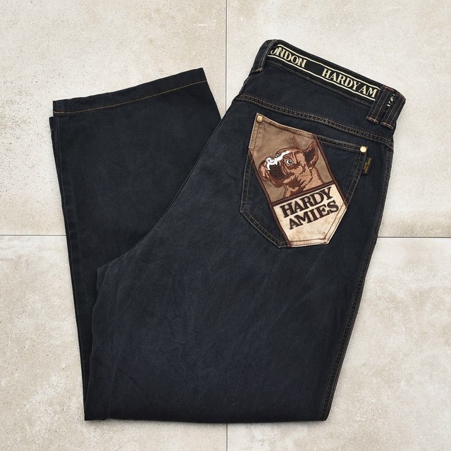 HARDY AMIES embroidery wide denim pants