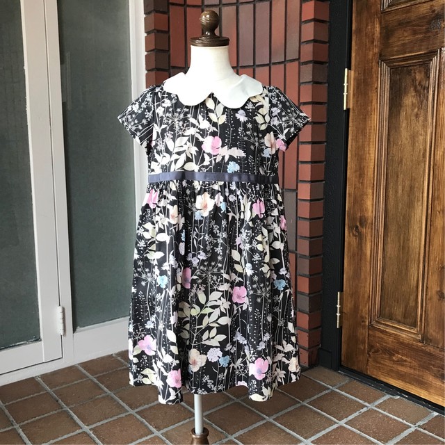 グログランリボン切替えワンピース リバティ イルマ 130 150cm 鎌倉子供服 ハリトイト