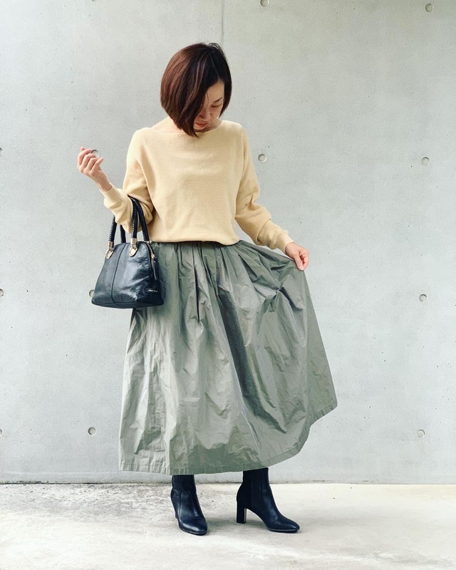 タフタ素材 形状記憶ロングギャザースカート 国産 aw 小さいサイズ専門店 Littlemy