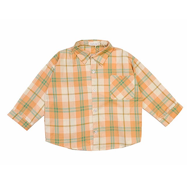 チェックシャツ シャツ 春 チェック 長袖 オレンジ 韓国 子供服 こどもふく トップス 韓国子供服 かわいい キッズ 女の子 男の子 1 取寄 発送目安14 21日営業日 Laff Store For Baby Kids ベビー キッズ 子供服 ショップ情報 配送スケジュール要確認