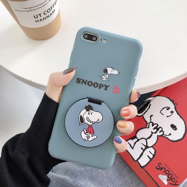 即納 送料無料 Snoopy Iphone Case スヌーピー くすみカラー ミラー付き 鏡 Iphoneケース 携帯ケース Iphone 11対応 Angele