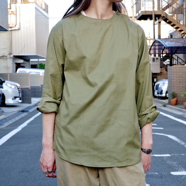 Deadstock ユーロ ミリタリー ノーカラー プルオーバーシャツ Racey