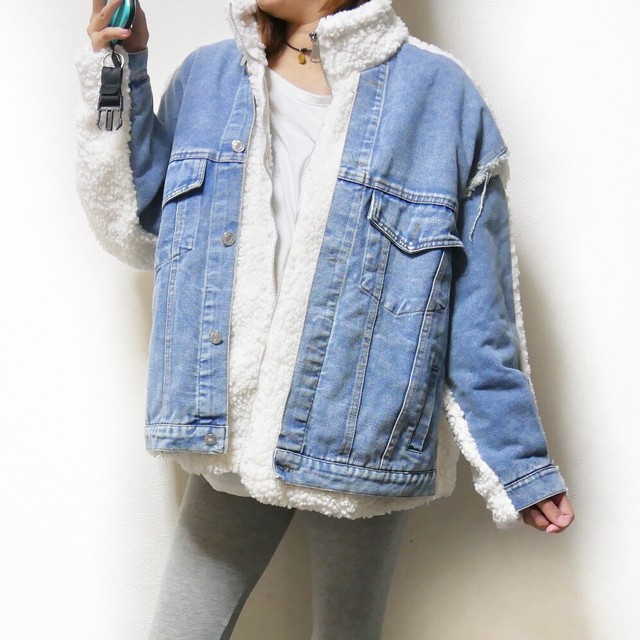 海外輸入品 ボア デニムジャケット Selctshop Alohana 海外輸入品 ボア デニムジャケット Selctshop Alohana