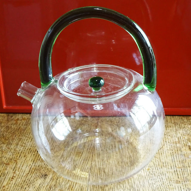 ガラスのティーポット 800cc 丸型緑 Chawaten