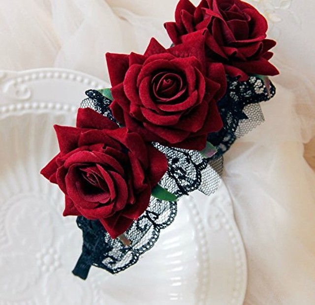 紅薔薇 黒レースのカチューシャ Legina