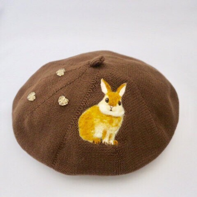 水仙舎 羊毛刺繍コットンベレー帽 ラビットデパートメント Rabbit Department うさぎ雑貨