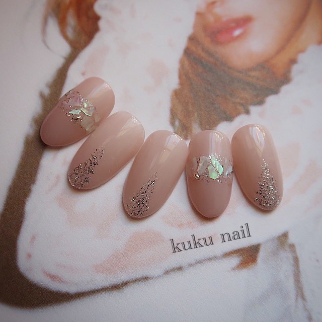 キラキラシェルネイル ヌードピンク Kuku Nail