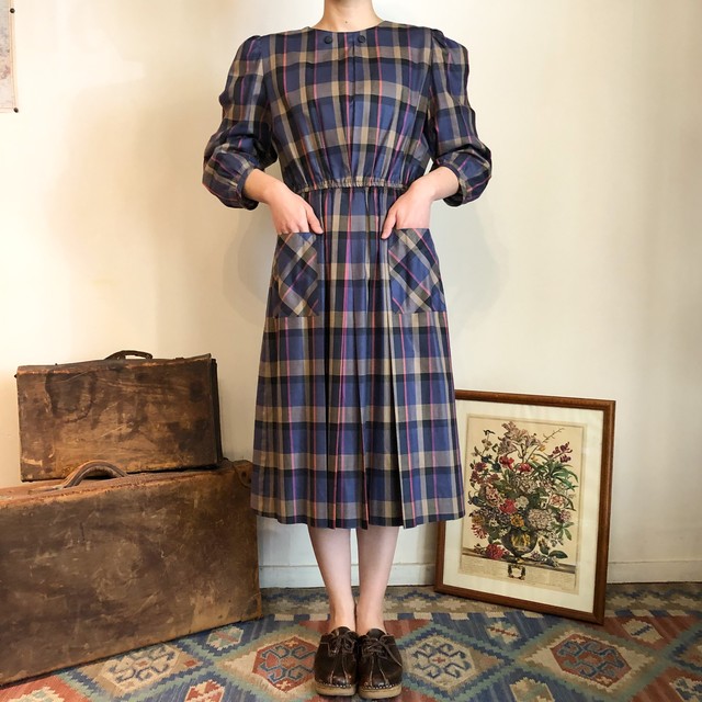 チェック柄 レトロ ワンピース Monique Vintagestore 古着の通販サイト