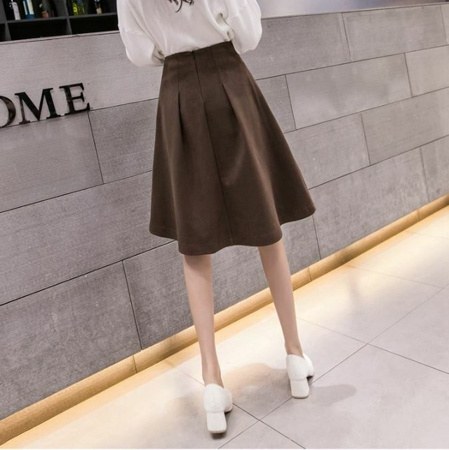 フレアスカート ウールスカート 無地 ハイウエスト Aライン ロングスカート フェミニン オシャレ お出かけ デート かわいい キュート Lalas