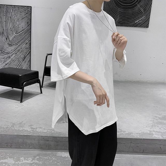 予約販売 Tシャツ メンズ シンプル こなれ感 五分袖 Tシャツ トップス ホワイト グレー ブラック ゆったり カジュアル お洒落 韓国 トレンド 春 夏 秋 M L Xl 2xl Favoriteselect