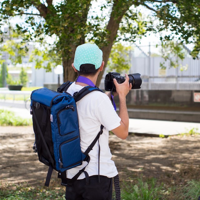 デイパックフォト カメラバッグ バックパック リュック ロールトップ X Pac ネオンカラー Shoonie シューニィ Handmade Bag