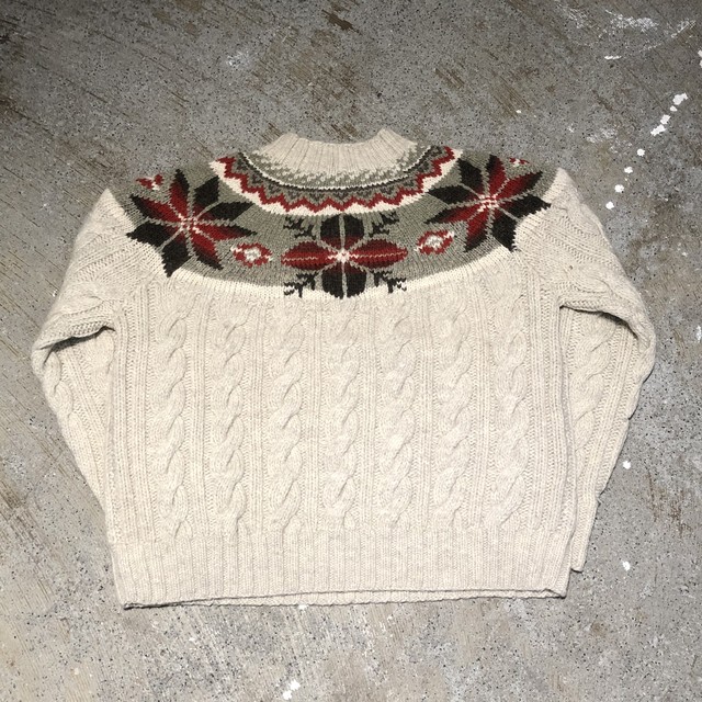 ポロスポーツ ラルフローレン ラムウール ノルディック柄 モックネック ニットセーター ベージュ L Slut Albatross Vintage ポロスポーツ ラルフローレン ラムウール ノルディック柄 モックネック ニットセーター ベージュ L Slut Albatross Vintage