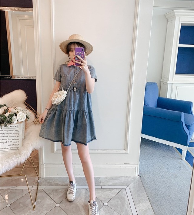 大きいサイズ レディース 重ね着風デニムワンピース シャツ 春夏 半袖 秋 異素材 S 大きいサイズ 送料無料 レディース通販店 ｋｅｃｃｈi 静岡 Base売り場