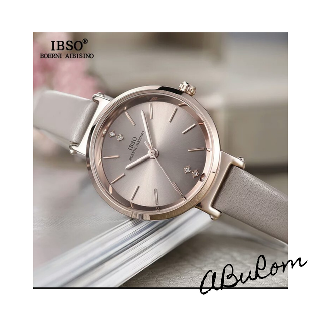 Lady S Leather Watch Gold Ibso レディース腕時計 ゴールド文字盤 レザーベルト Aburom3