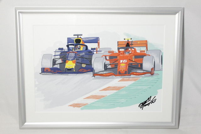 イラスト フェラーリ Vs レッドブル 2019年 オーストリアgp A4サイズ 額入り Osamart