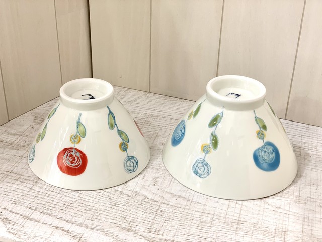 【波佐見焼】【ローザ】【お茶碗】花柄 バラ ご飯茶碗 おしゃれ かわいい