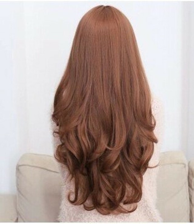 即納 ヘアネット付 フルウィッグ ロング 巻き髪 カール ライトブラウン Mistral