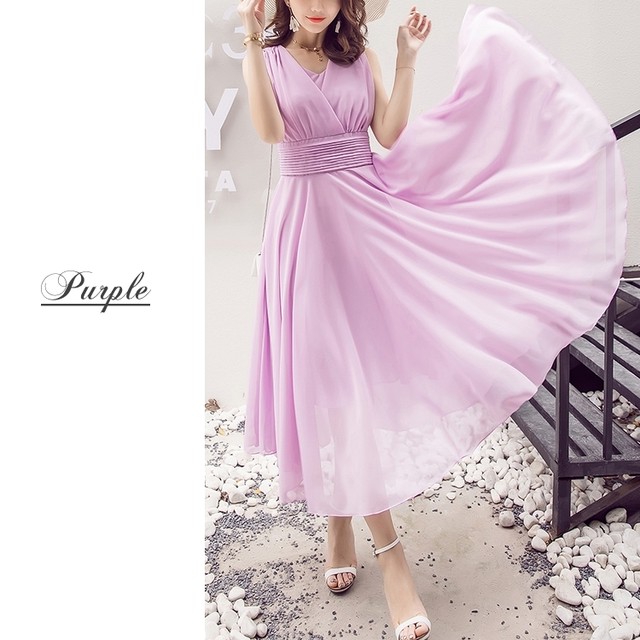 即日配送 送料無料 ロングワンピース ワンピースドレス パーティードレス ワンピース ミモレ丈 シフォン カシュクール ノースリーブ ハイウェスト 結婚式 二次会 披露宴 謝恩会 パーティ パーティー ブライダル 旅行 リゾート デート レディース 代 30代 40代 大きい