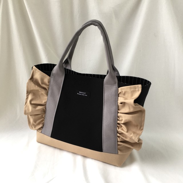 大人可愛いフリルトートバッグ ポケットいっぱい Kimmy キミー