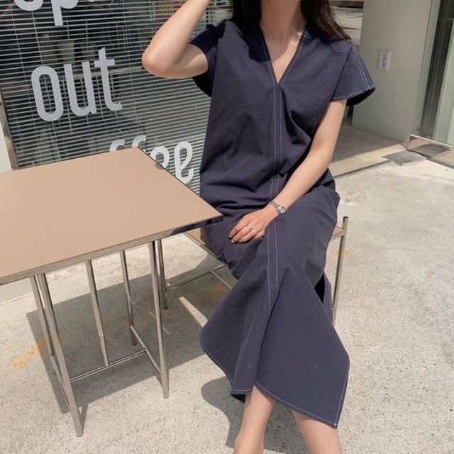 リネンワンピース 半袖 韓国 大人 ナチュラル 白 おすすめ 大きいサイズ おしゃれ 涼しい 通販 夏 コーデ 人気 ネイビー 部屋着 ホワイト マキシ丈 マタニティ ママ 安い リゾート 旅行 ルームウェア 通販 Vネック ワンピース ロング スカート 2595 Sayurio