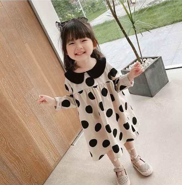 キッズ ワンピース トップス ドット柄 韓国子供服 女の子 Syanu Shop子供服 韓国子供服 韓国ベビー服 キッズベビー