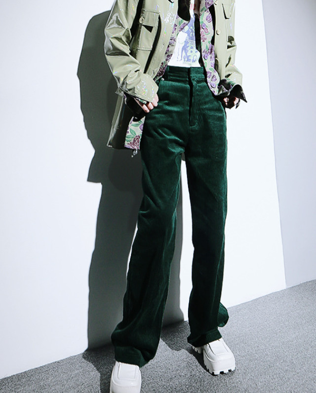パンツ コーデュロイ素材 秋冬 モード系 ワイドパンツ 大人クール カジュアル 女性 W165 Top Mode