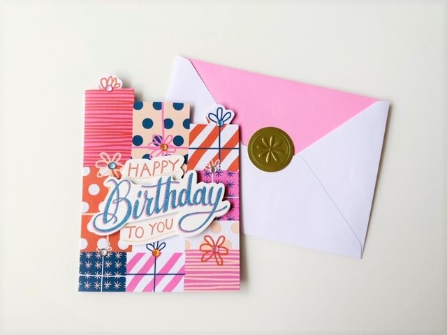 Molly Rex Birthday Card バースデーカード レターセット Happybirthday お手紙 メッセージカード ギフト 贈り物 お誕生日 お祝い 封筒付き 海外雑貨 プレゼントボックス ギフトボックス おしゃれ かわいい ピンク ホワイト ドット Puahawaii