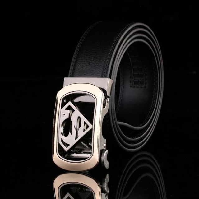スーパーマンエンブレム S メンズ レザーベルト 高品質 牛革 ゴルフ ビジネス カジュアル フォーマル プレゼント 人気 ブラック1 Nexis Official Store