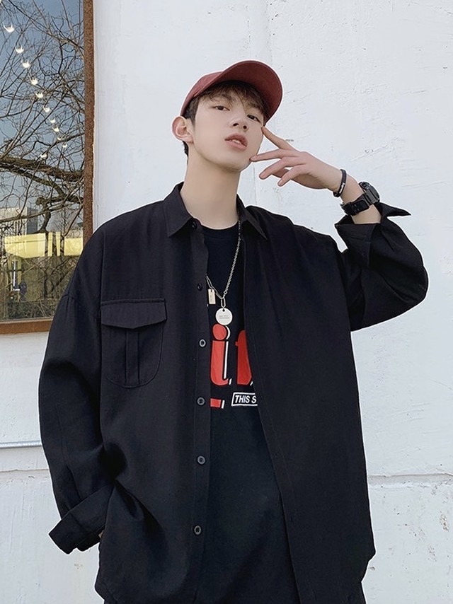 シンプルオーバーサイズシャツ Sb01199 韓国メンズファッション