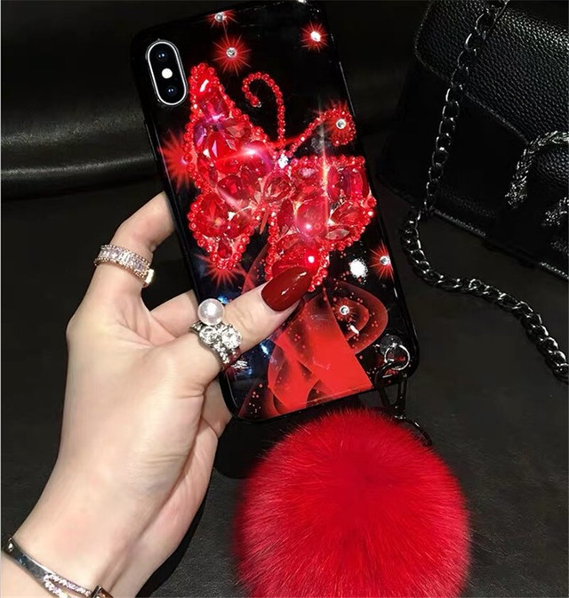 Iphoneケース 各機種用あり ポンポン付き ラインストーン スワロフスキー ゴージャズ 女性 スマホ カバー おしゃれ アイフォン 携帯カバー Cospa Fashion