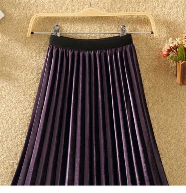 プリーツメッシュスカート ベルベット ロング丈 ミモレ丈 Aライン 光沢 ツヤ チラ見えメッシュ かわいい フェミニン お出かけ 秋冬 Virtue