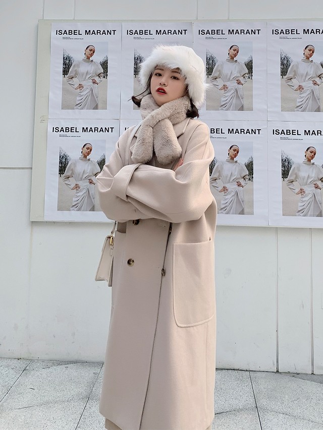 チェスターコート レディース ダブル 無地 ロング丈 フェイクウール