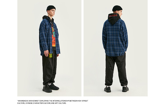 Inflation 17 Autumn Winter長袖シャツhiphop Streetwearメンズチェック柄フランネルシャツ004w17 ロング ストリート オータム 秋物 ウィンター 冬物 インフレ公式ストア Efect