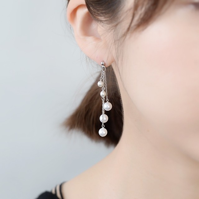 ４連パールチェーンピアス Myand Accessory