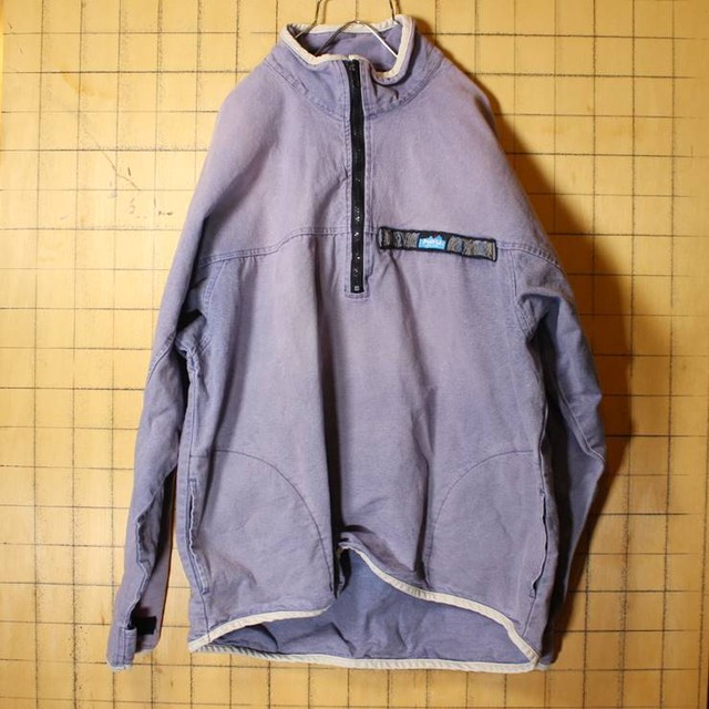 Usa製 Kavu カブー コットン ダック ハーフジップ プルオーバー ジャケット メンズl ネイビー ナス紺 アウトドア アメリカ古着 Pan 476 古着屋ataco Garage