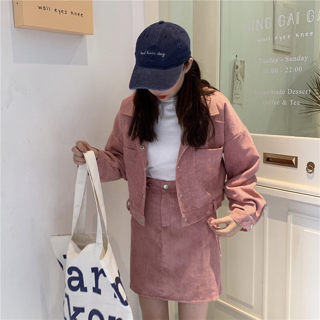 旬コーデ コーデュロイ セットアップ ショート丈 ジャケット ハイウエスト ミニスカート フェミニン 春秋 タイトスカート シンプル レディース デート お出かけ デイリー Ptnym29 Shop Suba