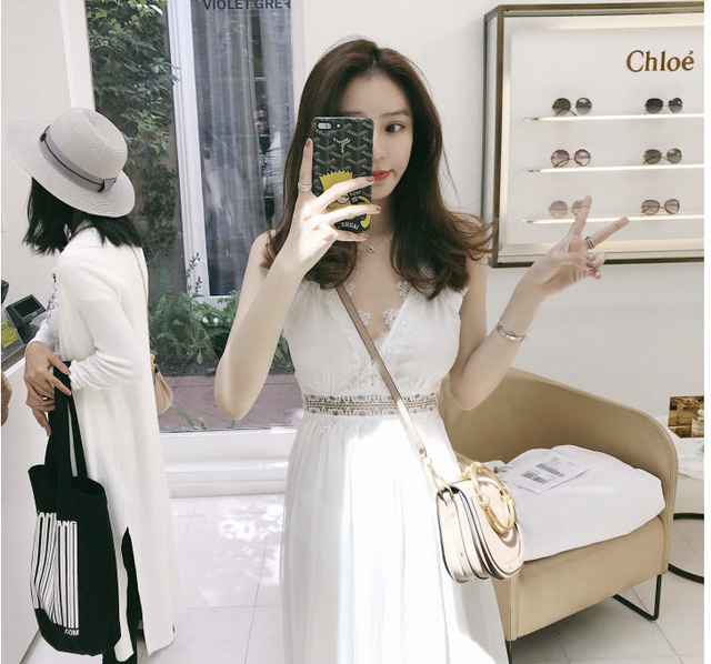 ガウチョ リゾート ワンピース レース ワイドパンツ オールインワン シースルー 切り替え Fashionlover