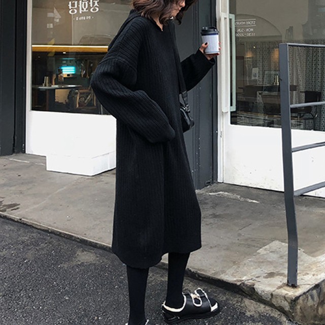 パーカー ワンピース 体型カバー ワンピ 無地 ワンピース フード付き ニットワンピース レディース ゆったり ロングワンピース 長袖 カジュアル ネット通販 購入 激安 10代 代 30代 40代 秋 冬 Roprot ロプロット ファッション レディースアパレル販売 ギフトショップ