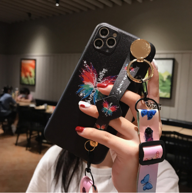 カラフル バタフライ 蝶々 リストストラップ ショルダーストラップ スマホケース カバーiphonese2 Iphone7 8 X Xs Max Xr 11 Pro Max スマホケース スマホグッズ専門店 Pca