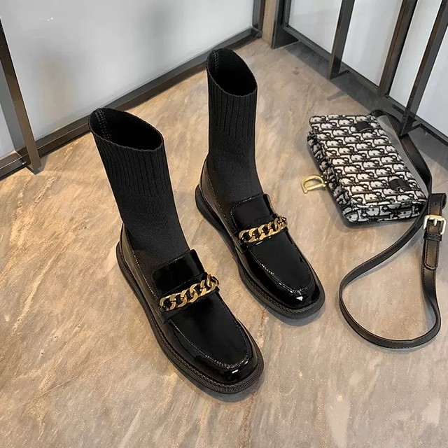 gold chain socks boots