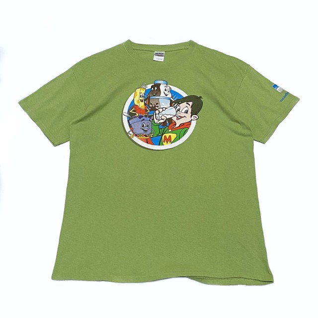 00 S アメリカ 企業 Tシャツ キャラクター バック プリント 黄緑 Kq