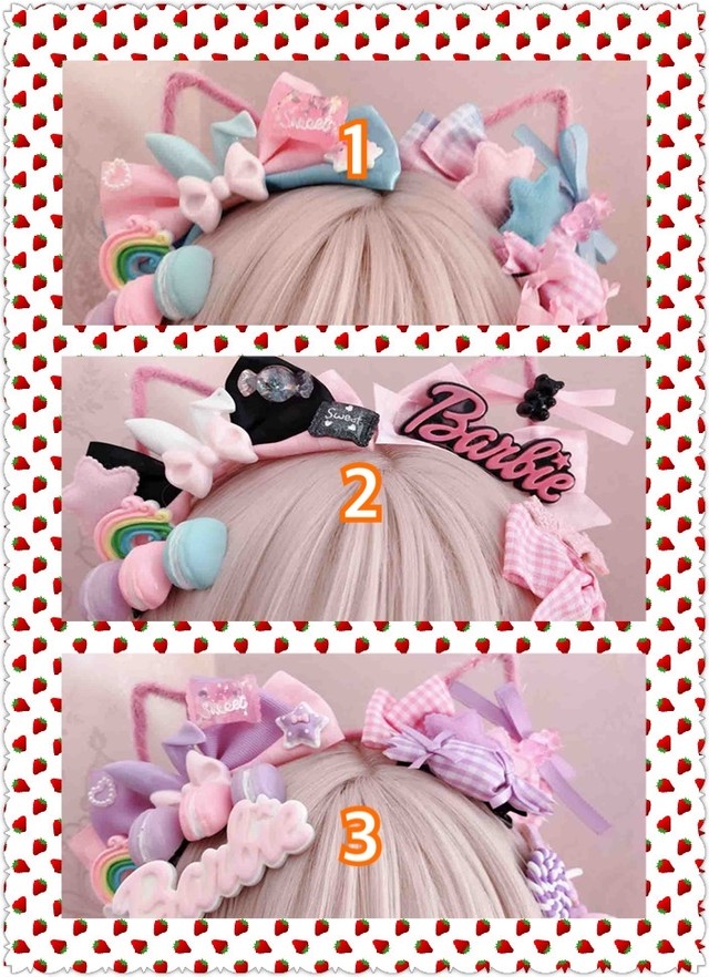 お取り寄せ商品 カチューシャ ヘッドドレス ネコミミ 猫耳 原宿 ゆめかわいい パステル ロリィタ ロリータ ハロウィン お菓子 リボン お菓子 マカロン アイスクリーム キャンディー Candy Melts