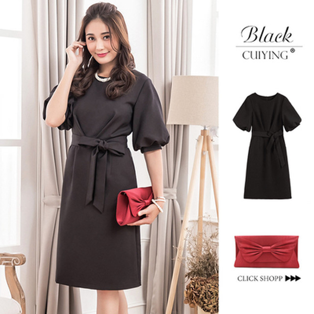 結婚式 二次会 パーティー対応 ロング リーンシルエットが美しいバルーンスリーブワンピース Shop Daiv これから可愛くなるあなたのために