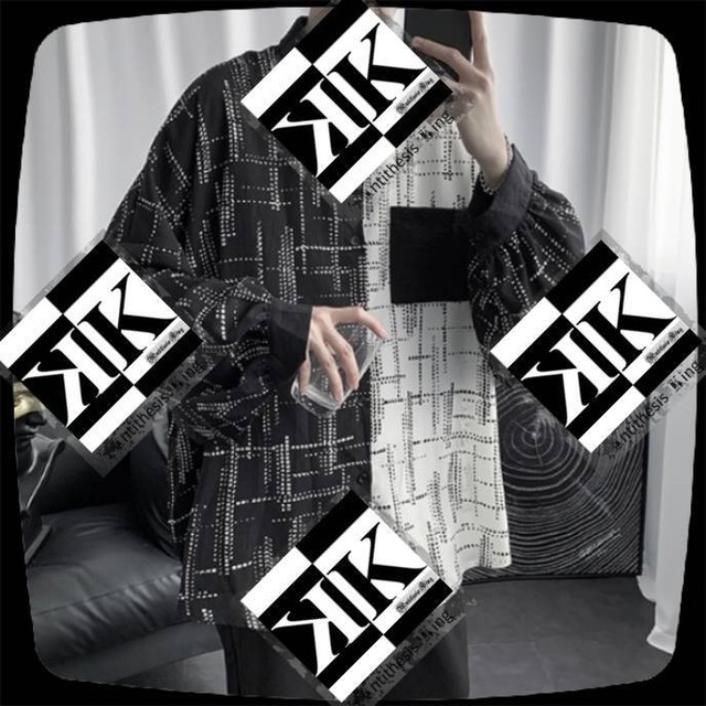 メンズ シャツ かっこいい オシャレ 韓国 個性 デザイン 白黒モノクロ 派手 G55 Antithesisking メンズファッション部門