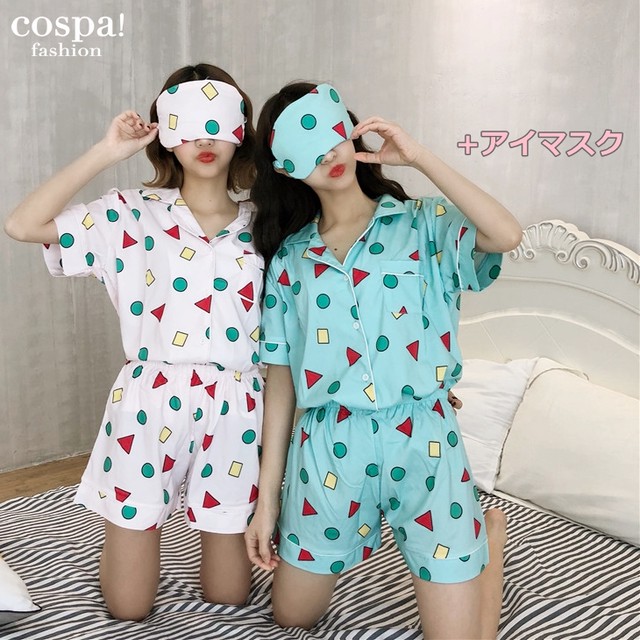パジャマ レディース ルームウェア アイマスク付き 半袖 ショートパンツ 韓国 かわいい Cospa Fashion