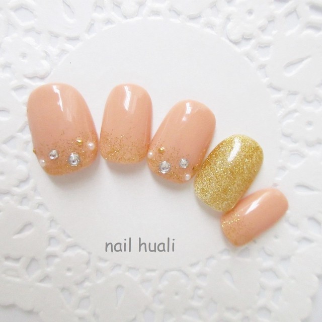 ベージュゴールドネイルチップ Nail Huali